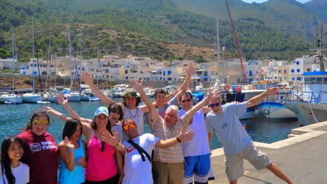 Our guests at the marina in Favignana, Sicily getting ready for their next adventure out on the high seas! 